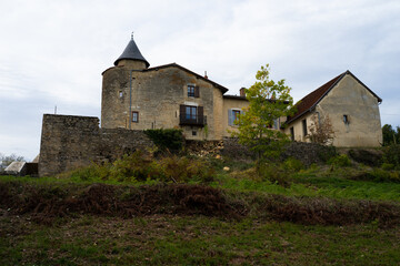Fototapeta na wymiar Le château Pinel médiéval de Rignat, Ain, France 