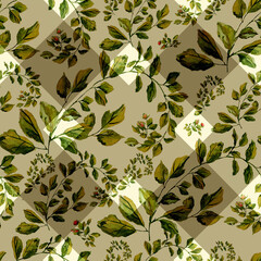 Watercolor seamless pattern. Abstract background with colorful  spring  field