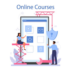 Software developer online service or platform. Idea of programming