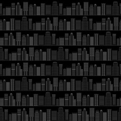 Seamless pattern of line skyscrapers. Black and white