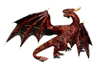 Naklejka premium 3D Rendering Fairy Tale Dragon on White