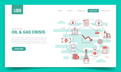 Fototapeta na wymiar oil crisis concept with circle icon for website template or landing page banner homepage