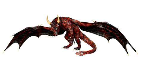 3D Rendering Fairy Tale Dragon on White