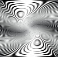 Abstract warped Diagonal Striped Background . Vector curved twisted slanting, waved lines texture
