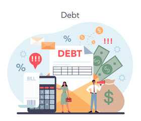 Debt collector concept. Pursuing payment of debt owed by person