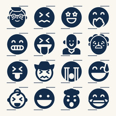 Simple set of emoji related filled icons.