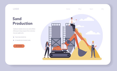 Constructin material production industry web banner or landing