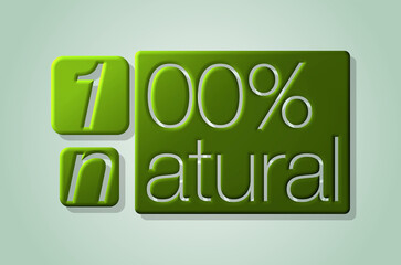 100 % natural con sfondo colorato