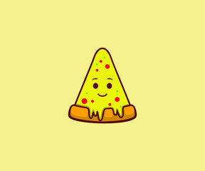 Cute pizza cartoon character design vector illustration
