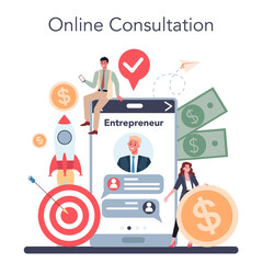 Enterpreneur online service or platform. Idea of lucrative business