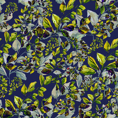 Watercolor seamless pattern. Abstract background with colorful  spring  field