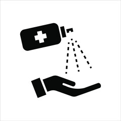 Washing hand with sanitizer liquid soap vector line icon. eps 10