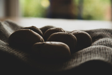 Closeup of homegrown potatoes fresh from the garden