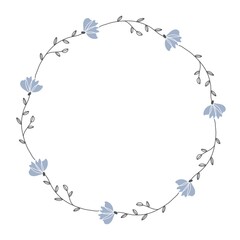 手書きイラストのフラワーリース