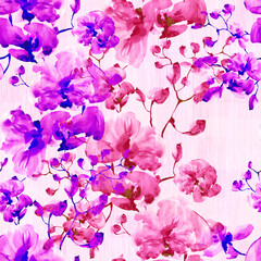 Watercolor seamless pattern. Abstract background with colorful  spring  field