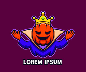 Cute pumpkin logo cartoon character design vector illustration