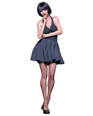 Beautiful woman in short dress.