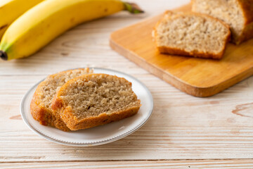 Fototapeta na wymiar Homemade banana bread sliced