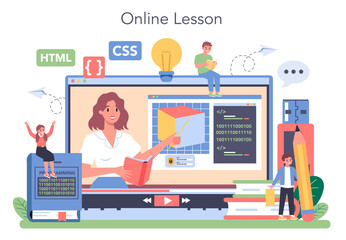 IT education online service or platform. Student write software