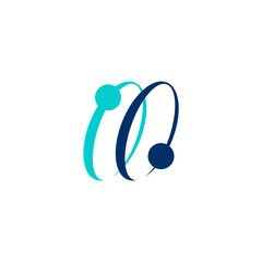 Naklejka premium logo of two circles moving in elliptical orbits