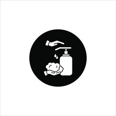 Obraz na płótnie Canvas Washing hand with sanitizer liquid soap vector line icon. eps 10
