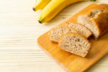Homemade banana bread sliced
