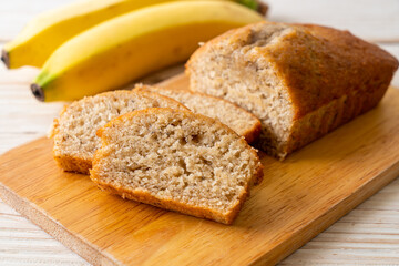 Homemade banana bread sliced