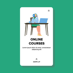Woman Watching Online Courses Education Vector