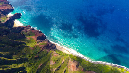Aerial  Kalalau Valley, Na Pali Coast State Wilderness Park © ZHAO YOULI