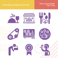 Fototapeta premium Simple set of intake related filled icons.