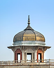 Fototapeta na wymiar One of the tower domes of Red Fort in Agra, Uttar Pradesh, India.