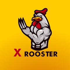 Rooster Mascot Logo Design Illustration Vector. Knife-nailed cock