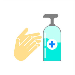 Washing hand with sanitizer liquid soap vector line icon. eps 10