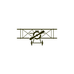 simple logo of vintage propeller airplane