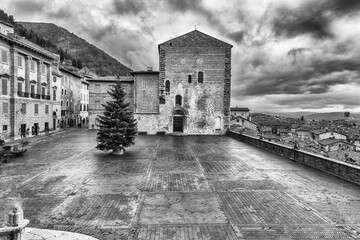 View of Piazza Grande, main square in Gubbio, Italy