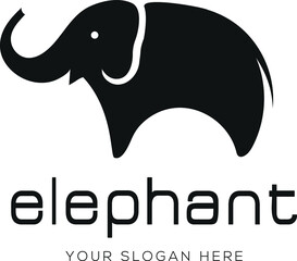 Obraz premium Simple modern playful flat black elephant vector. Business logo template. Animal icon design inspiration 