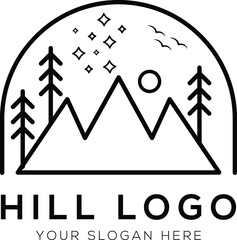 hill logo line art design vector illustration template