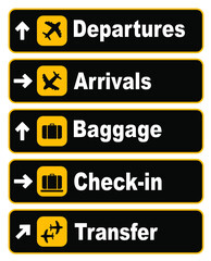 black departures and arrivals sign	