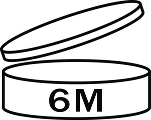 expiration date 6 months icon, period after opening symbol modern, icon for packaging design, pao, simple vector Illustration