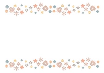 小花のフレーム　上下ライン　A4横