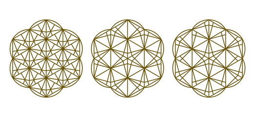 Three design elements based on Japanese decorative art Kumiko zaiku.