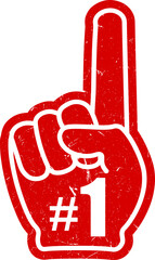 Icon fan logo hand with finger up. Hand up with number 1. Fan arm glove with finger. Vector illustration.