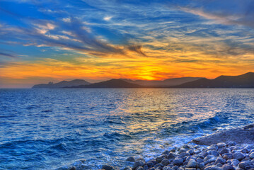Ibiza Cap des Falco beach sunset Es Vedra in San Jose