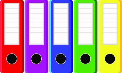 colorful document folders for design on white, stock vector illustration. Office folders isolated on white background. EPS 10