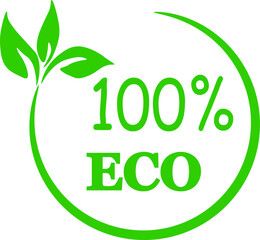 Fototapeta premium EPS 10 vector sign round green colored with banner and text 100% Eco