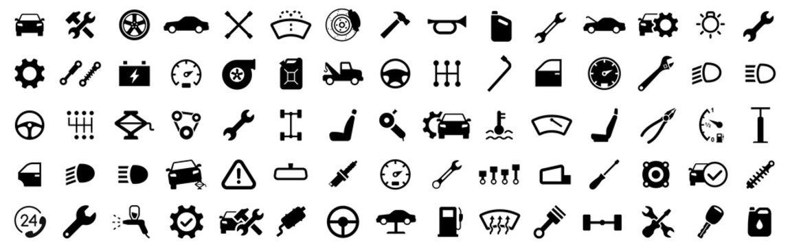 Car repair. Car service icons set. Auto service. Garage icons collection. Vector