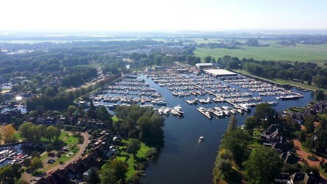 Naarden, Noord-Holland / Netherlands - September 22th 2020: Naarden Marina from the air