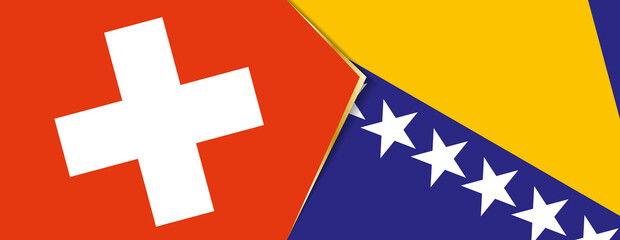 Switzerland and Bosnia and Herzegovina flags, two vector flags.