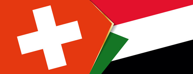 Switzerland and Sudan flags, two vector flags.
