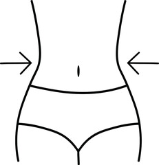 Women waist, weight loss, diet, waistline - line icon